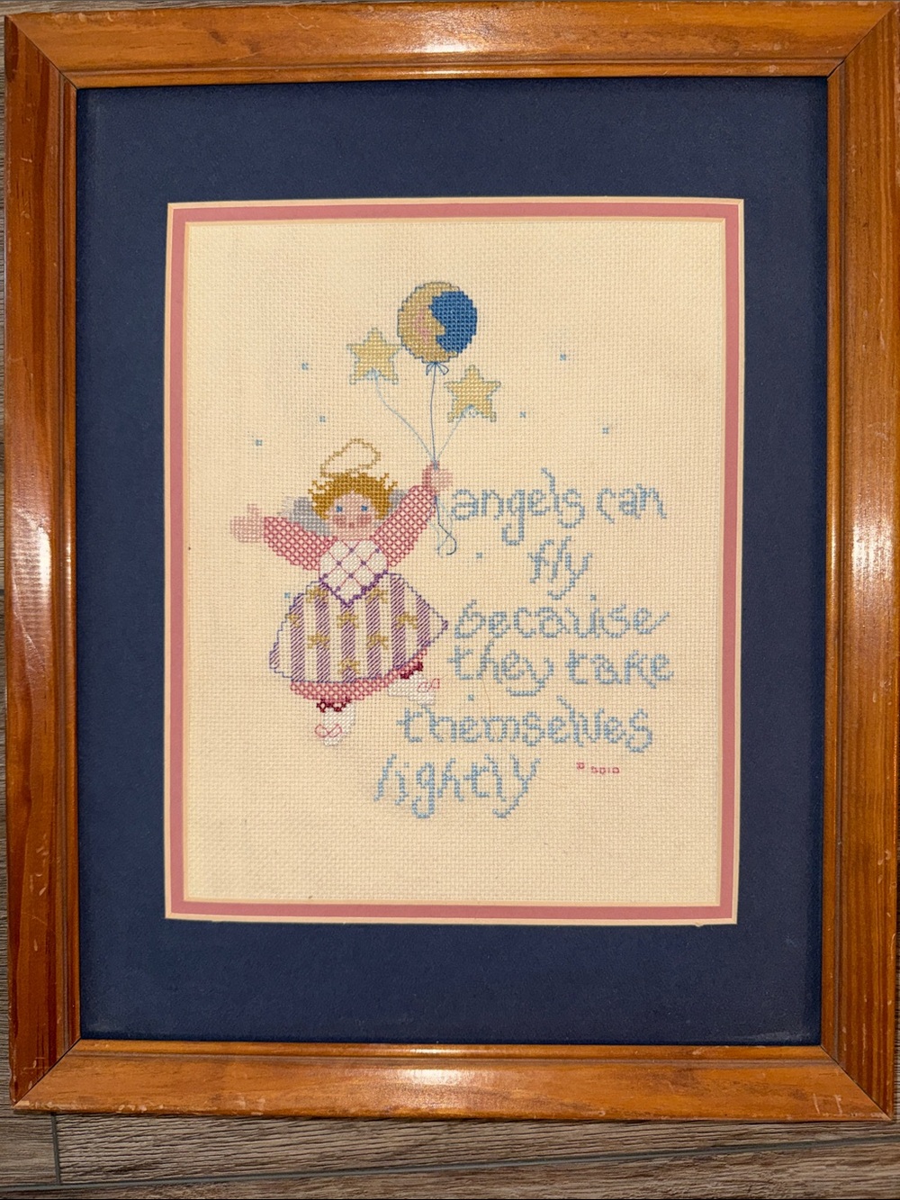 Framed Cross-Stitch Angel Wall Art